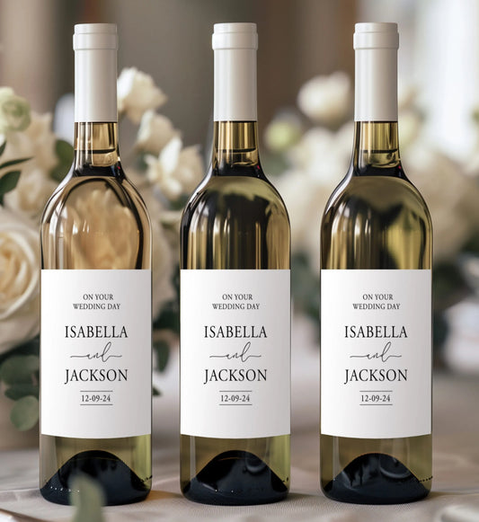 Personalised Wine bottles with names and Date