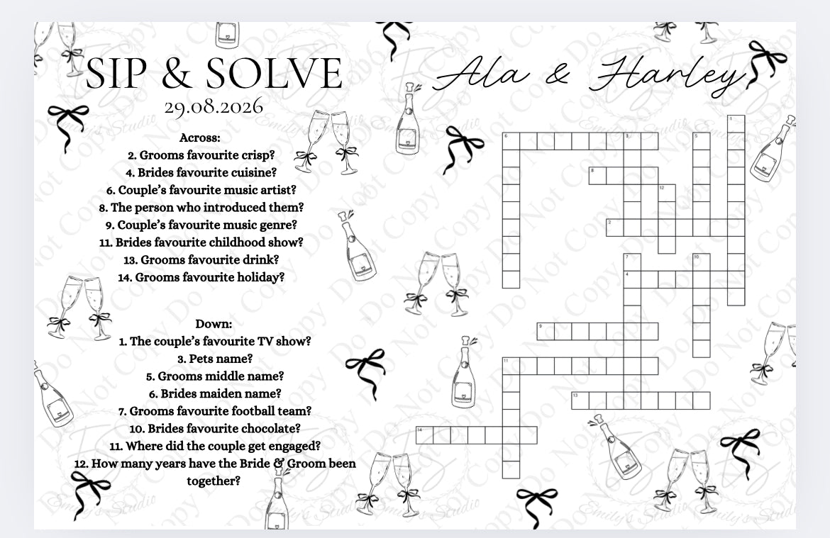 Digital Download A2 sip & Solve template