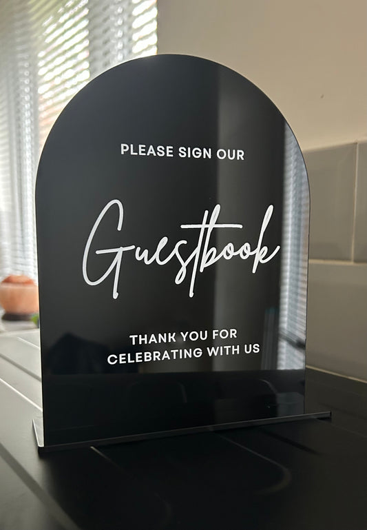 Personalised Arched Small wedding signs with stands