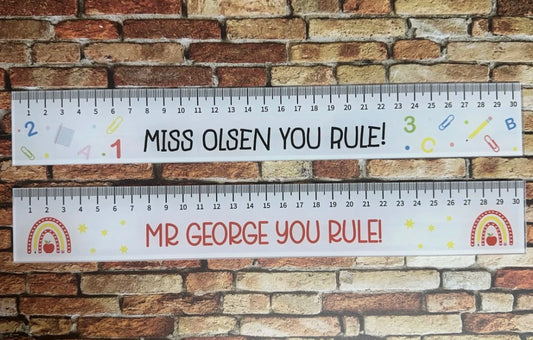 Personalised Teacher Ruler | You Rule Teacher Gift | End of Term Gift | Acrylic Ruler | Thank You Teacher | Custom Name Gift