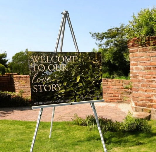 Mirrored Acrylic Wedding Sign – Welcome To Our Love Story