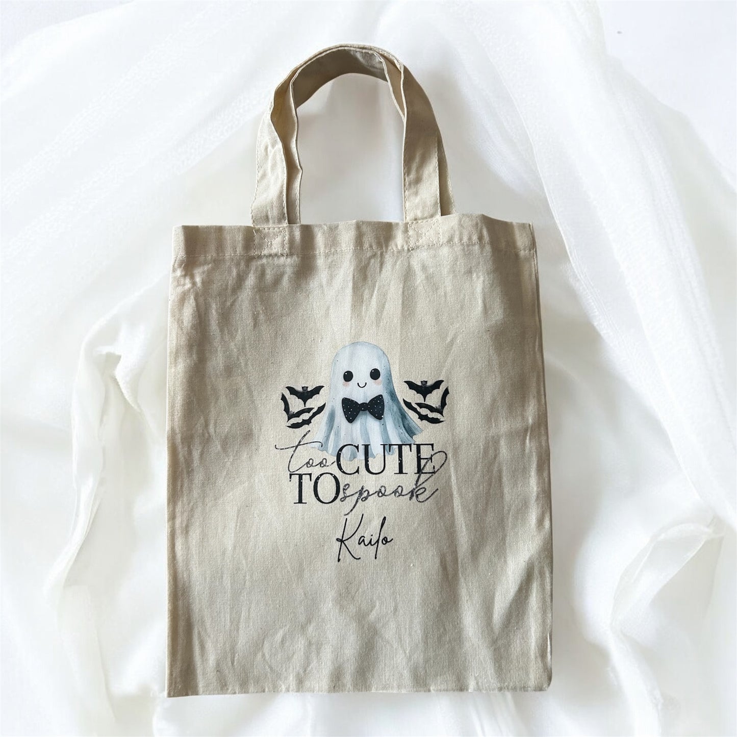 Too cute to spook Halloween trick or treat mini tote bag