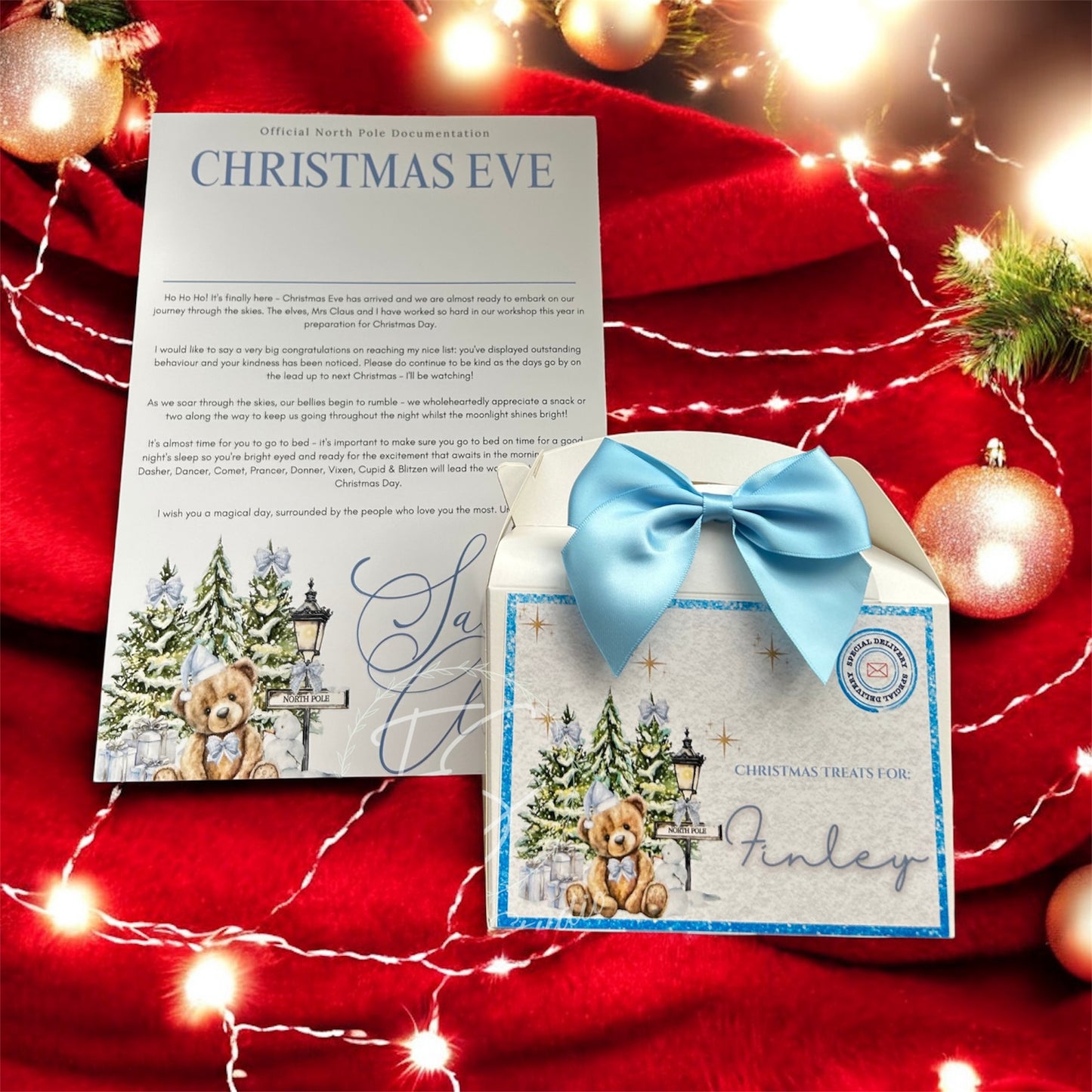 Christmas Eve certificate & matching Christmas Eve treat box