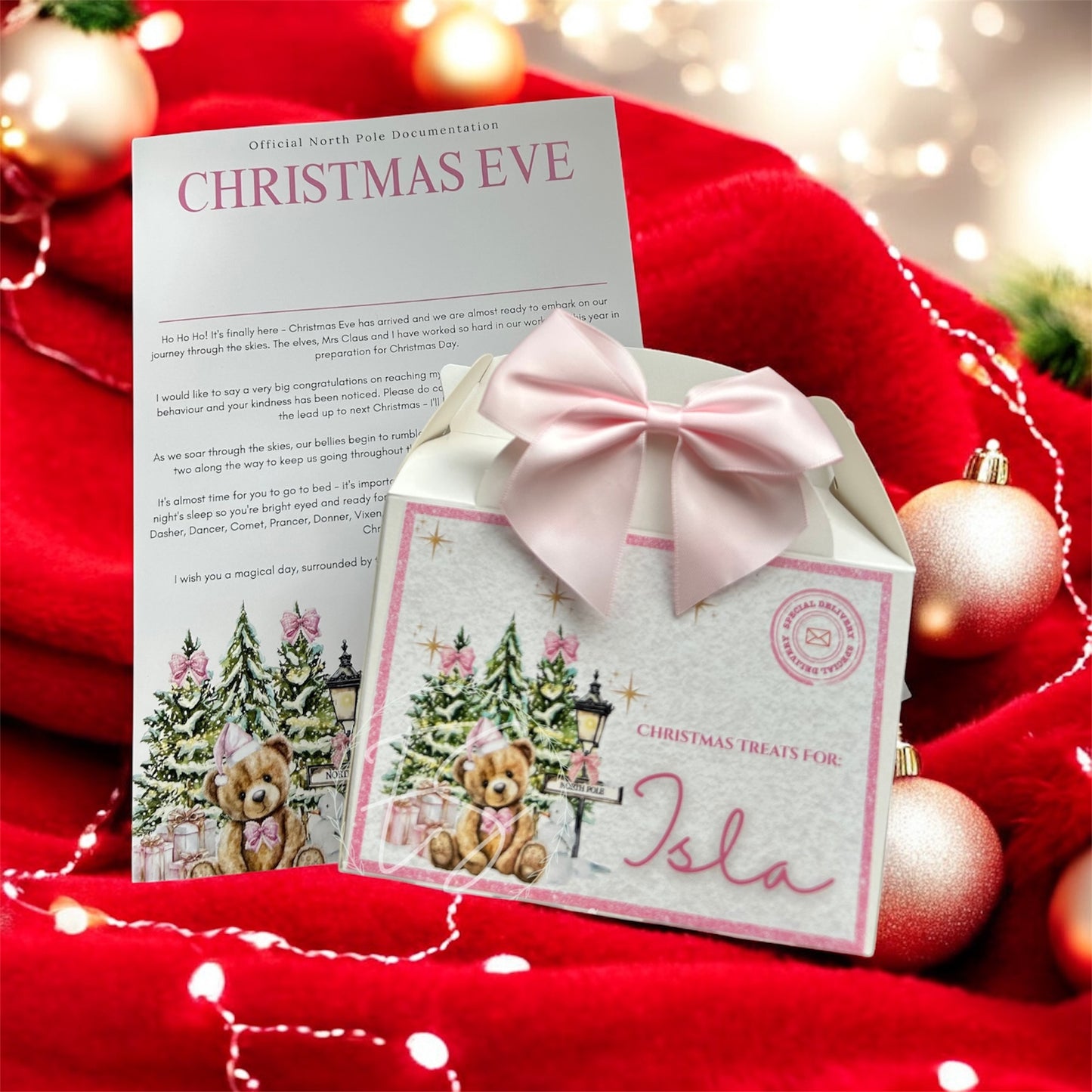 Christmas Eve certificate & matching Christmas Eve treat box