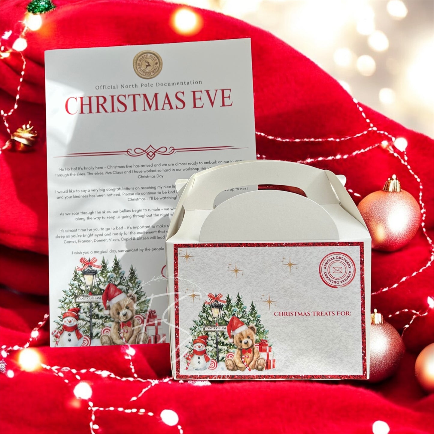 Christmas Eve certificate & matching Christmas Eve treat box
