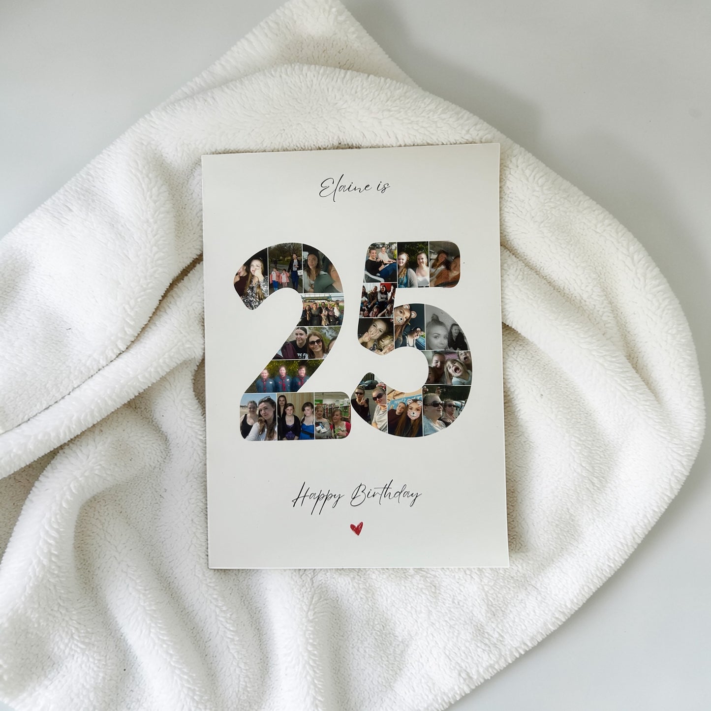 Personalised Photo Number Birthday Card – Custom Age Collage Card – A5 Luxury Gloss Finish Keepsake