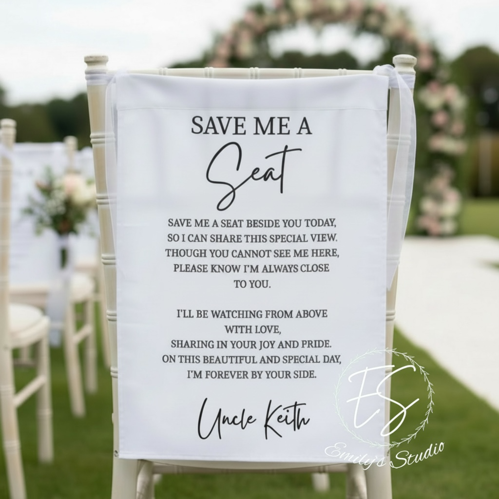 “Save Me A Seat” memorial Sash