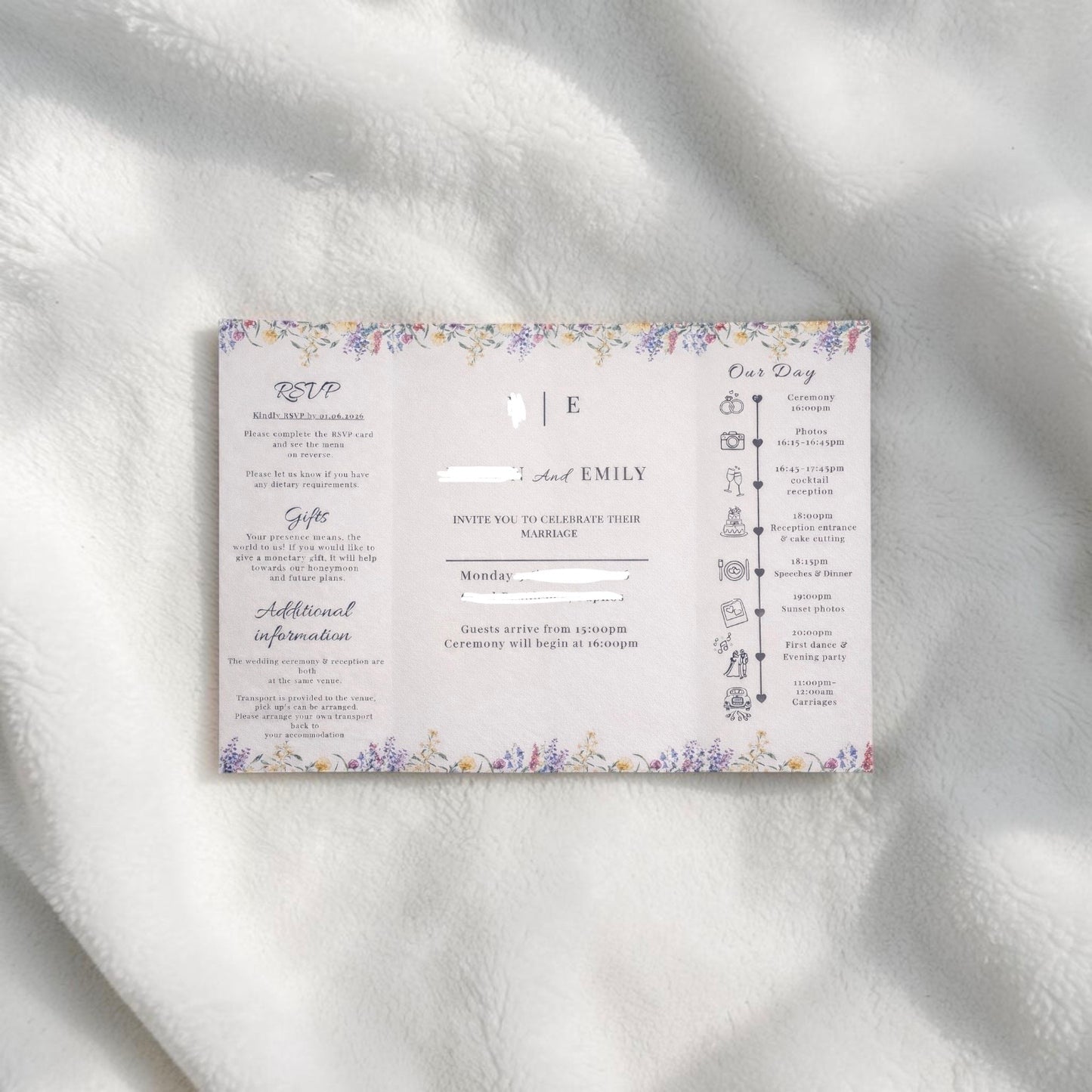 Bespoke Gate Fold Wedding Invitations| Wedding Invite Suite | Fully Customisable Design