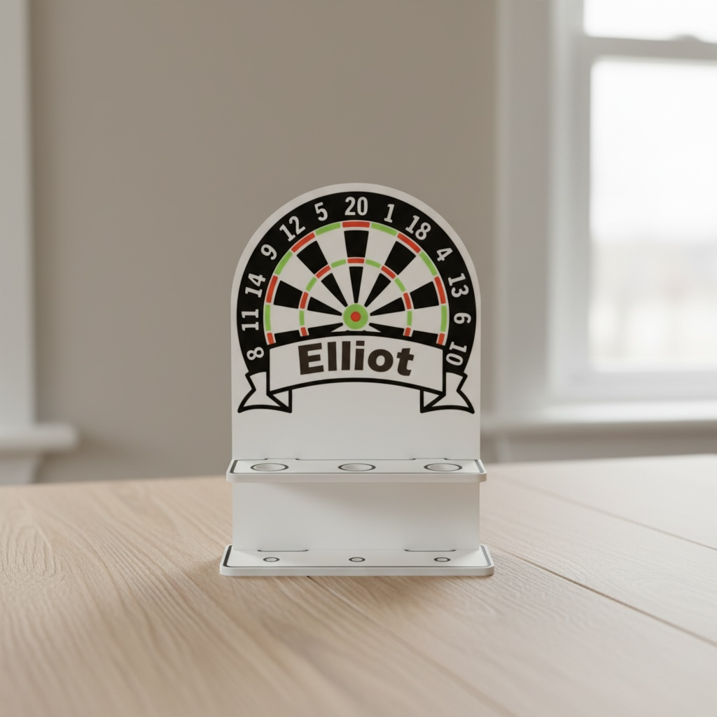 Personalised Acrylic Darts Holder – Arched Dart Stand – Custom Name Gift for Dad – Father’s Day & Christmas Gift
