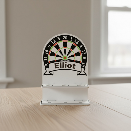 Personalised Acrylic Darts Holder – Arched Dart Stand – Custom Name Gift for Dad – Father’s Day & Christmas Gift