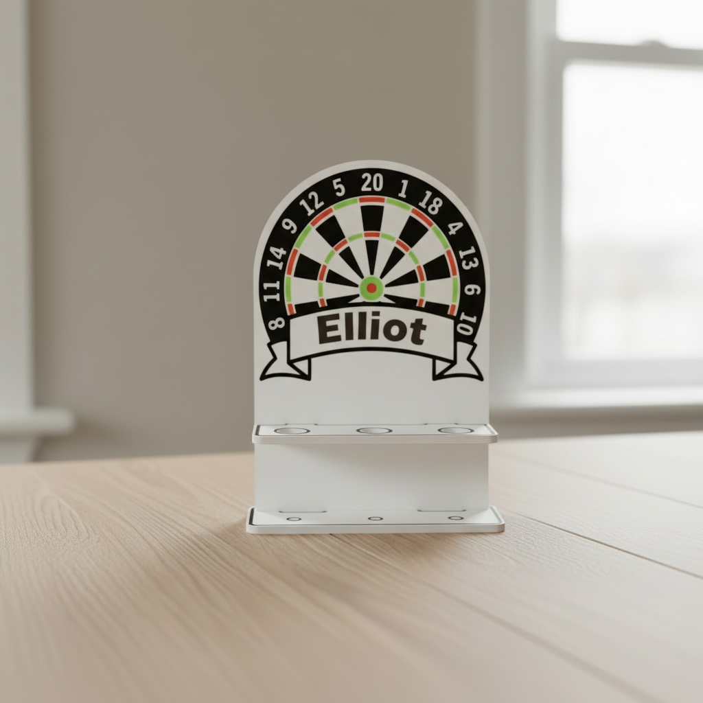 Personalised Acrylic Darts Holder – Arched Dart Stand – Custom Name Gift for Dad – Father’s Day & Christmas Gift