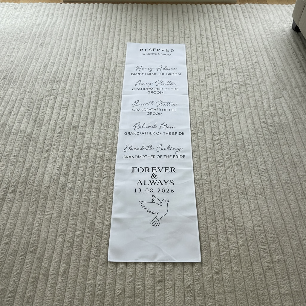 Personalised Wedding Memorial Chair Cover | Reserved In Loving Memory Chair Sash | Remembrance Seat Sign | Custom Names Wedding Tribute