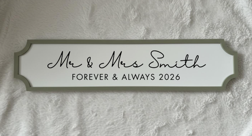 Personalised Street Sign Plaque – Custom Name Sign for Weddings, Home & Gifts
