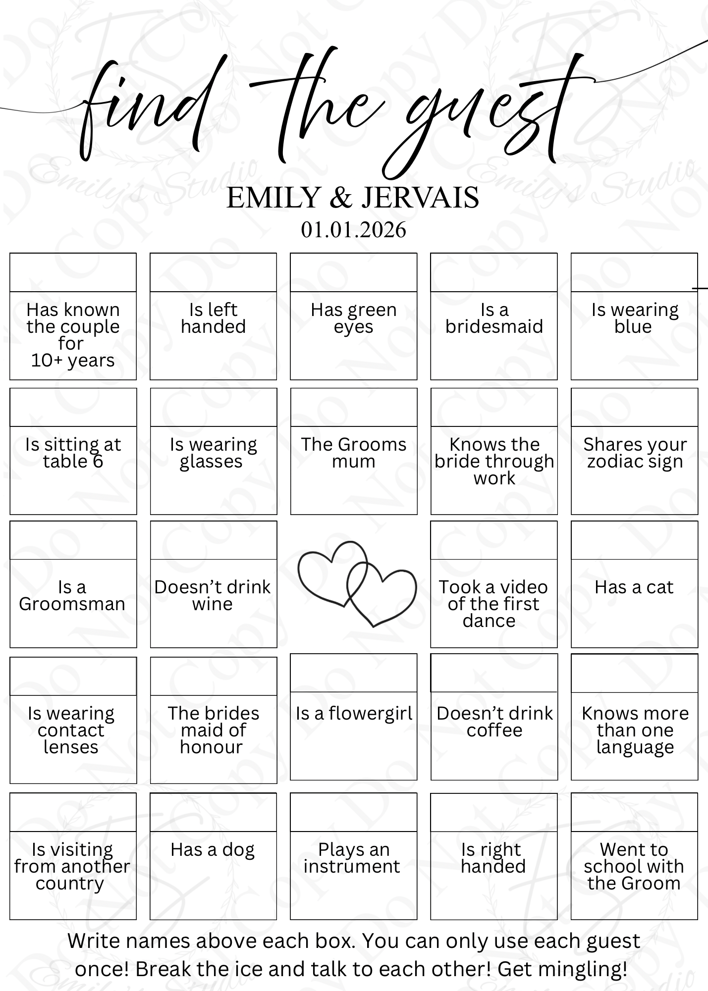 Games for guest- Physical item
