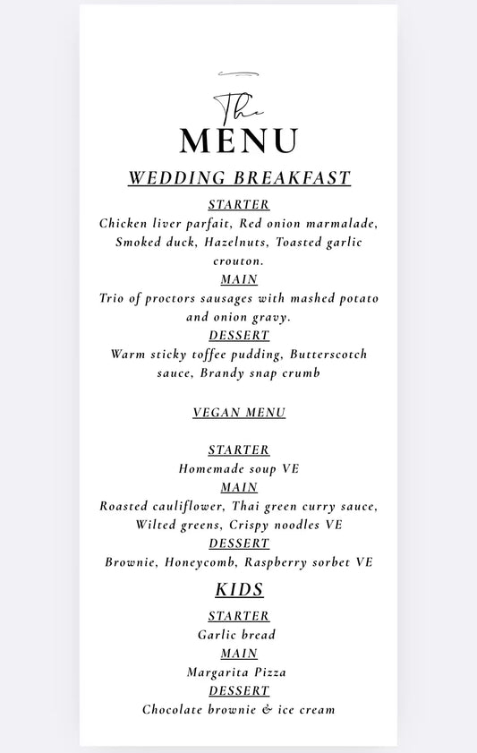 Digital download Menu